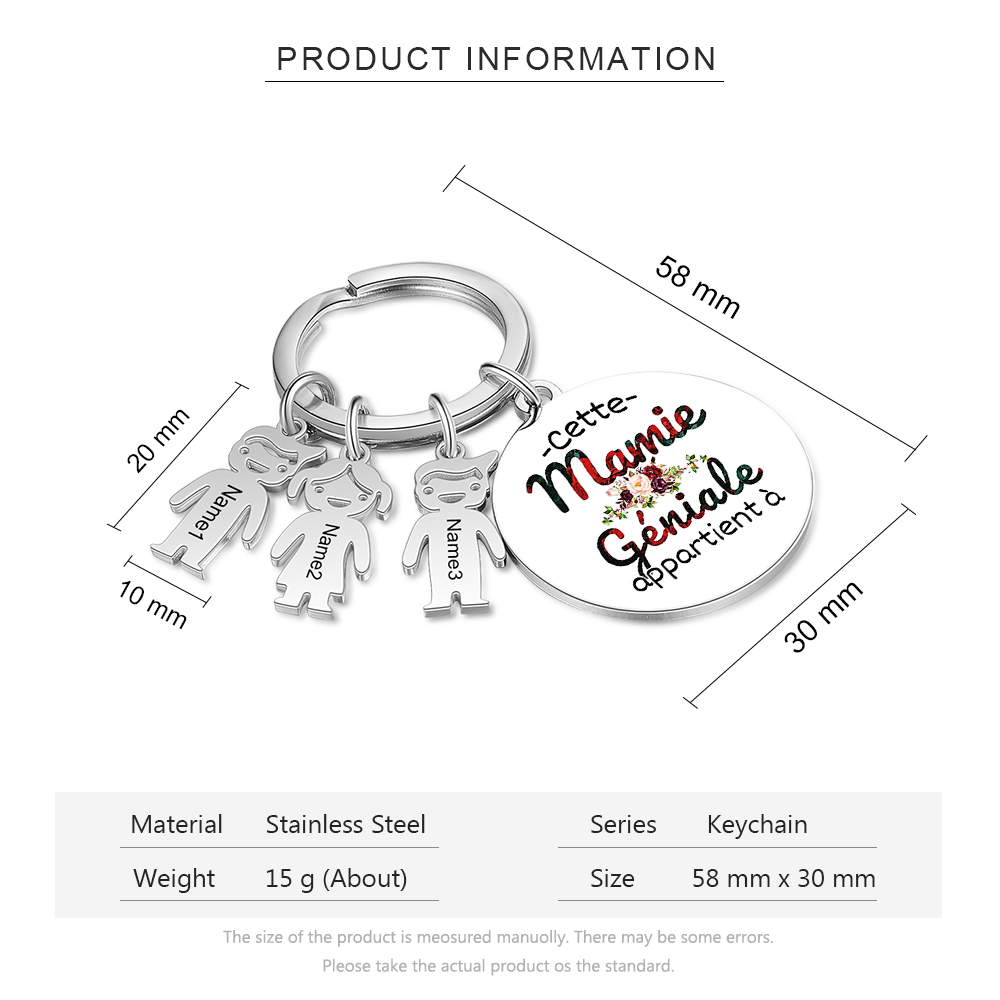 À Ma Mamie - 1-5 Noms Porte-Clés Personnalisés Avec Breloques Enfants