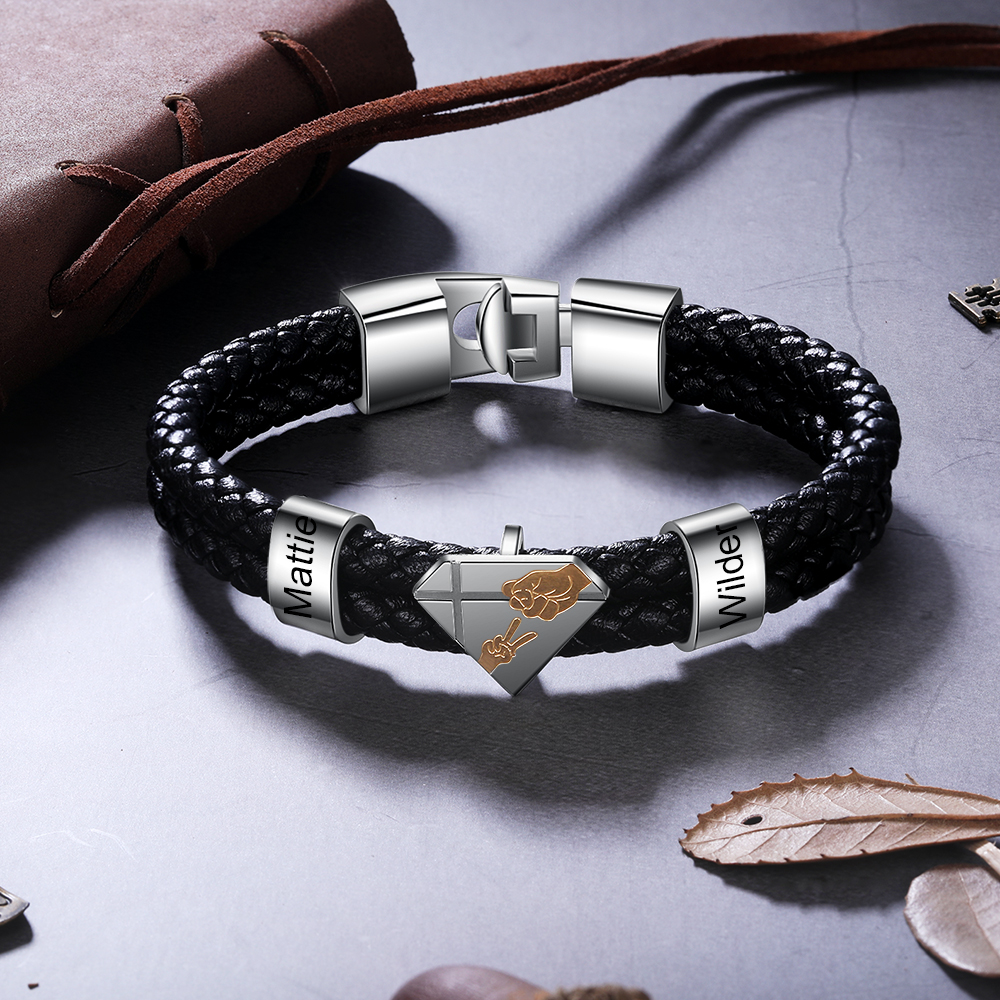À mon Homme - Bracelet 2 Prénoms Personnalisés en Acier inoxydable
