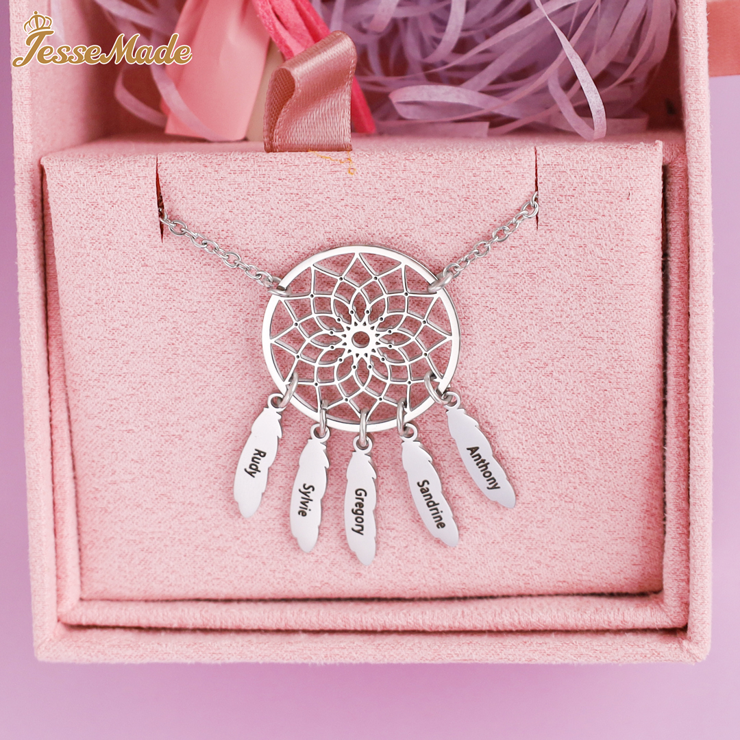 Collier Capteur de rêves 1 Prénom Personnalisé Attrape-Rêves