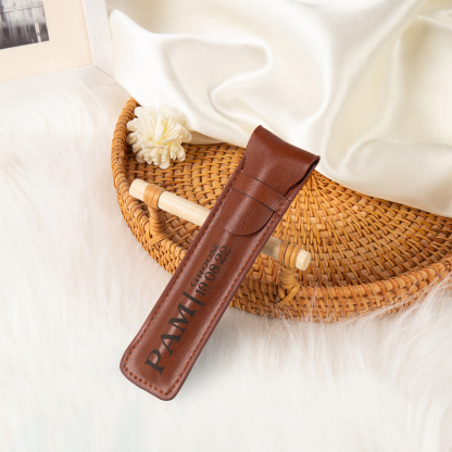 Porte-Stylo en Cuir PU Prénom Personnalisé avec un stylo