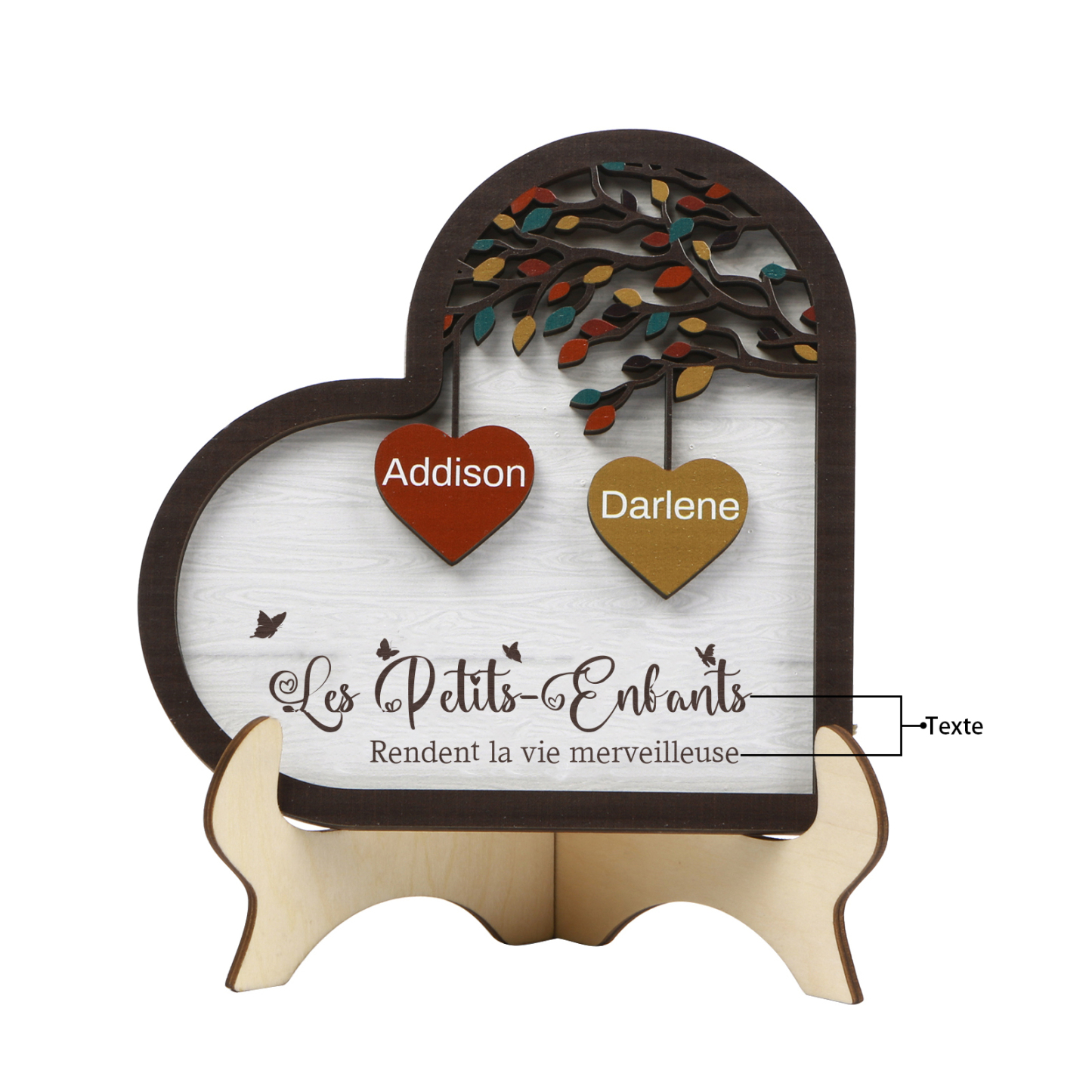 À Mamie Décoration en bois l'arbre des cœurs 2 Prénoms Personnalisés Ornement Famille Cadeau pour mamie | Jessemade