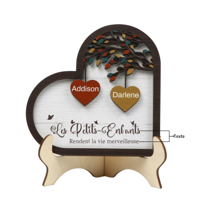 À Mamie Décoration en bois l'arbre des cœurs 2 Prénoms Personnalisés Ornement Famille Cadeau pour mamie | Jessemade