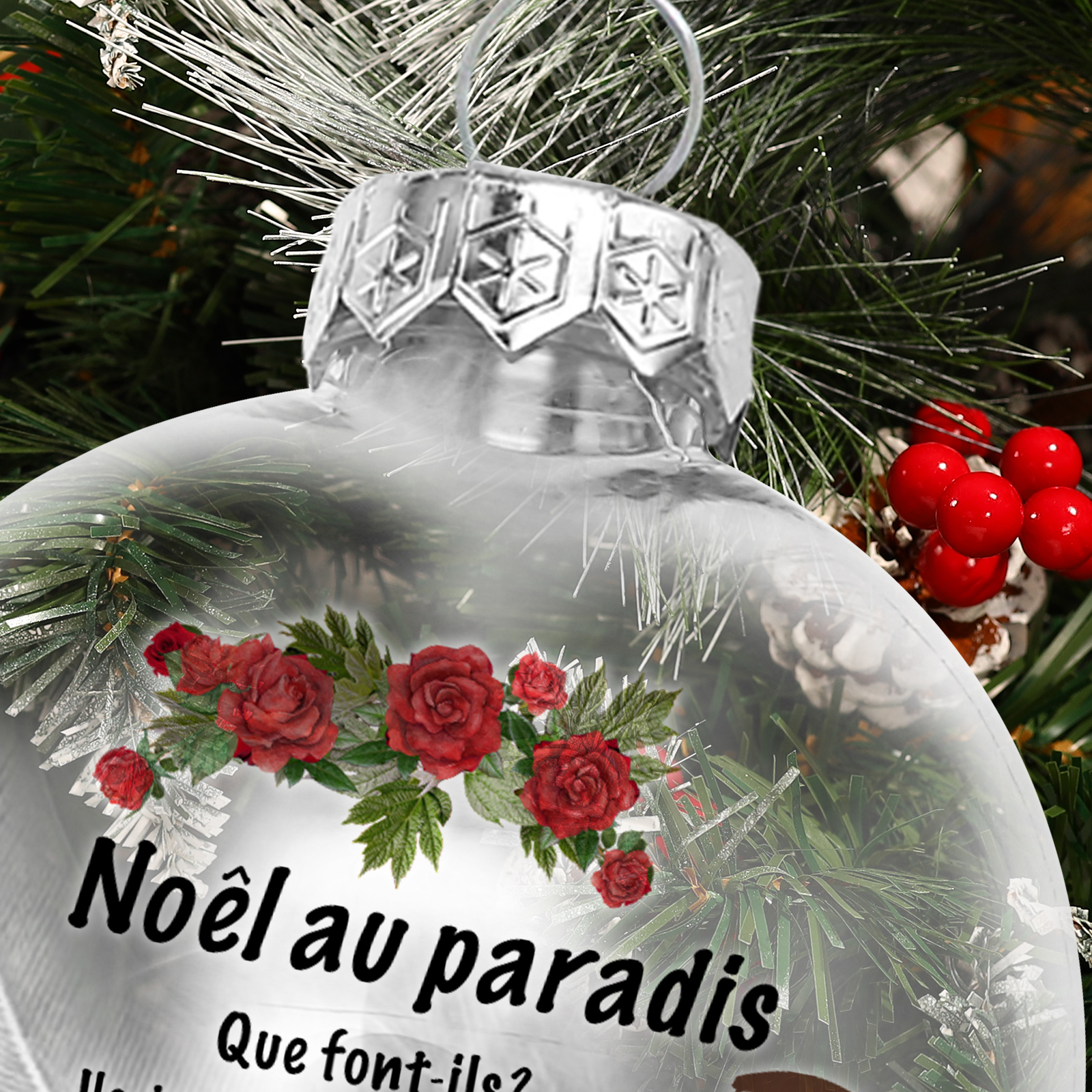 Boule transparente commémorative Décoration Sapin Noël Prénom et Date Personnalisés boule de noël | Jessemade