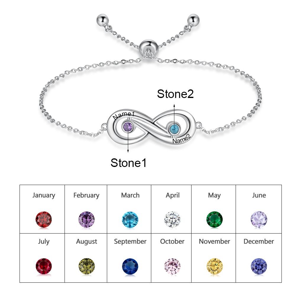 Bracelet reglable 2 Pierre de Naissance