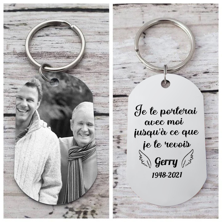 Jessemade FR Porte-Clés Commémorative Photo avec Prénom et Année Personnalisés