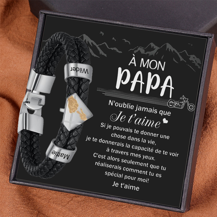 À mon Papa - Bracelet 2 Prénoms Personnalisés en Acier inoxydable