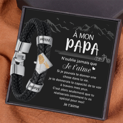 À mon Papa - Bracelet 2 Prénoms Personnalisés en Acier inoxydable
