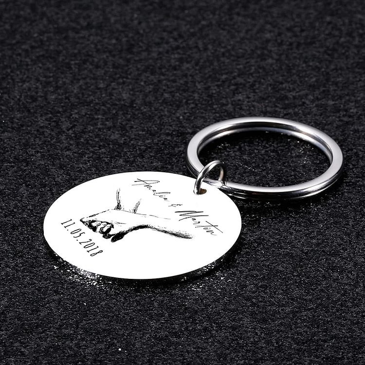 Porte-Clés 2 Prénoms et 1 Photo Personnalisés avec Date pour Couple