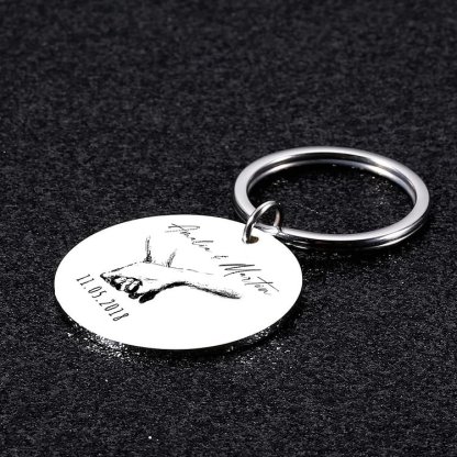 Porte-Clés 2 Prénoms et 1 Photo Personnalisés avec Date pour Couple