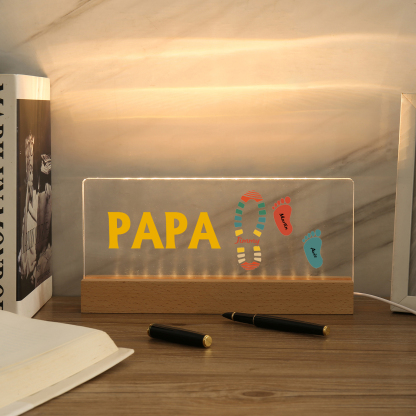 À mon Papa/Papi- Lampe de chevet LED Pieds Bébé 3 Prénoms Personnalisés avec Texte