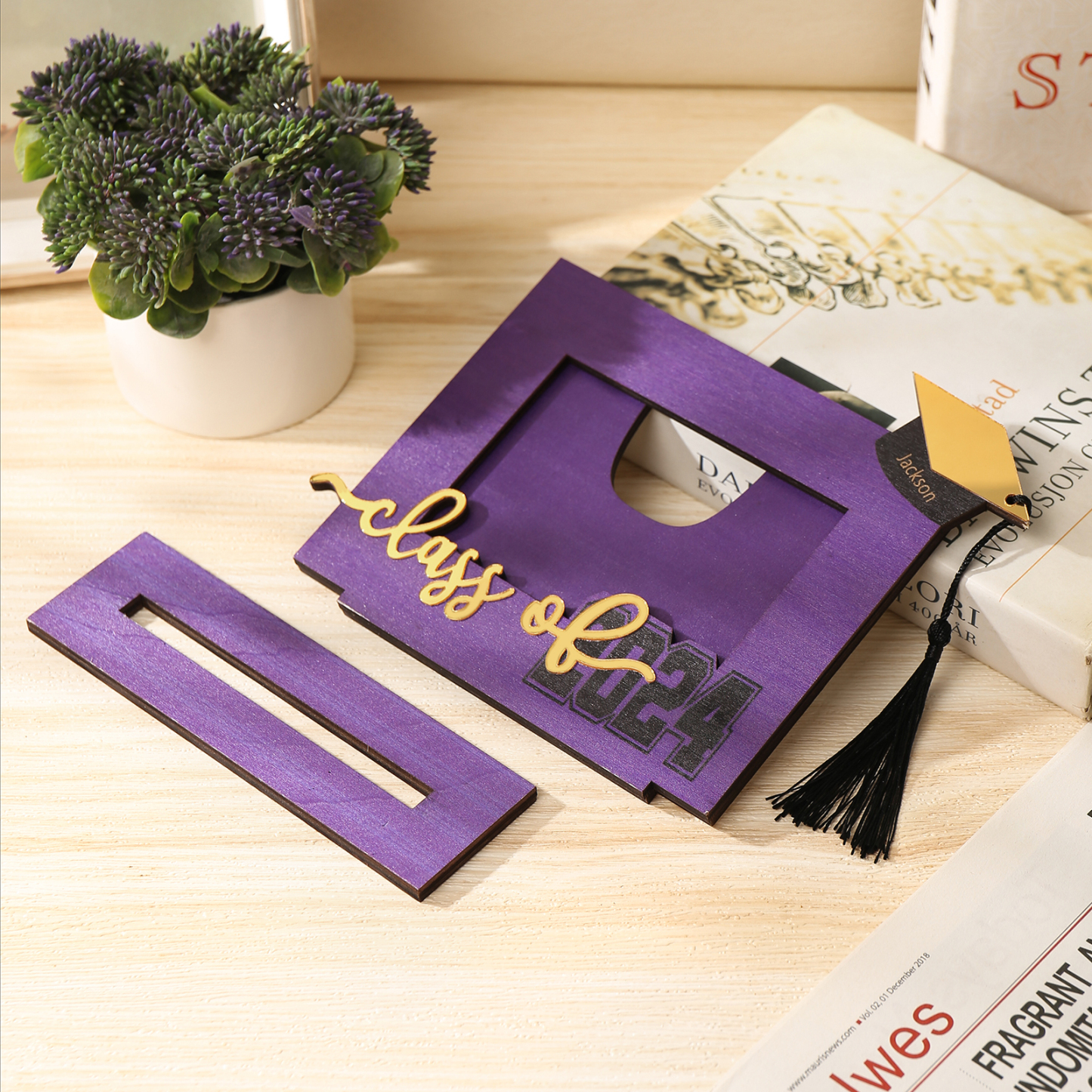Cadre Photo Diplômé Prénom et Photo Personnalisés Décoration en bois Cadeau de Graduation