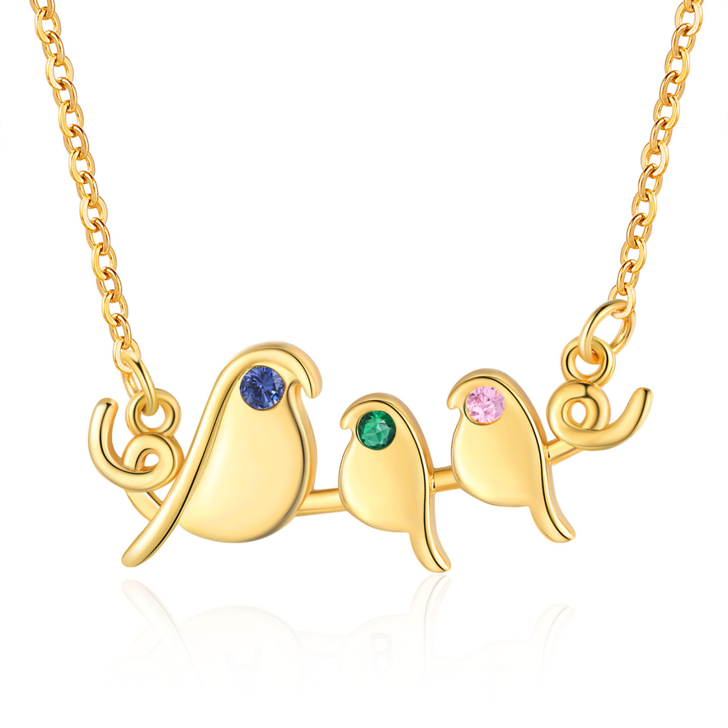 Collier Lettre Collier Petit Oiseau 3 Lettres et Pierres de Naissance Personnalisés pour Femmes|Jessemade