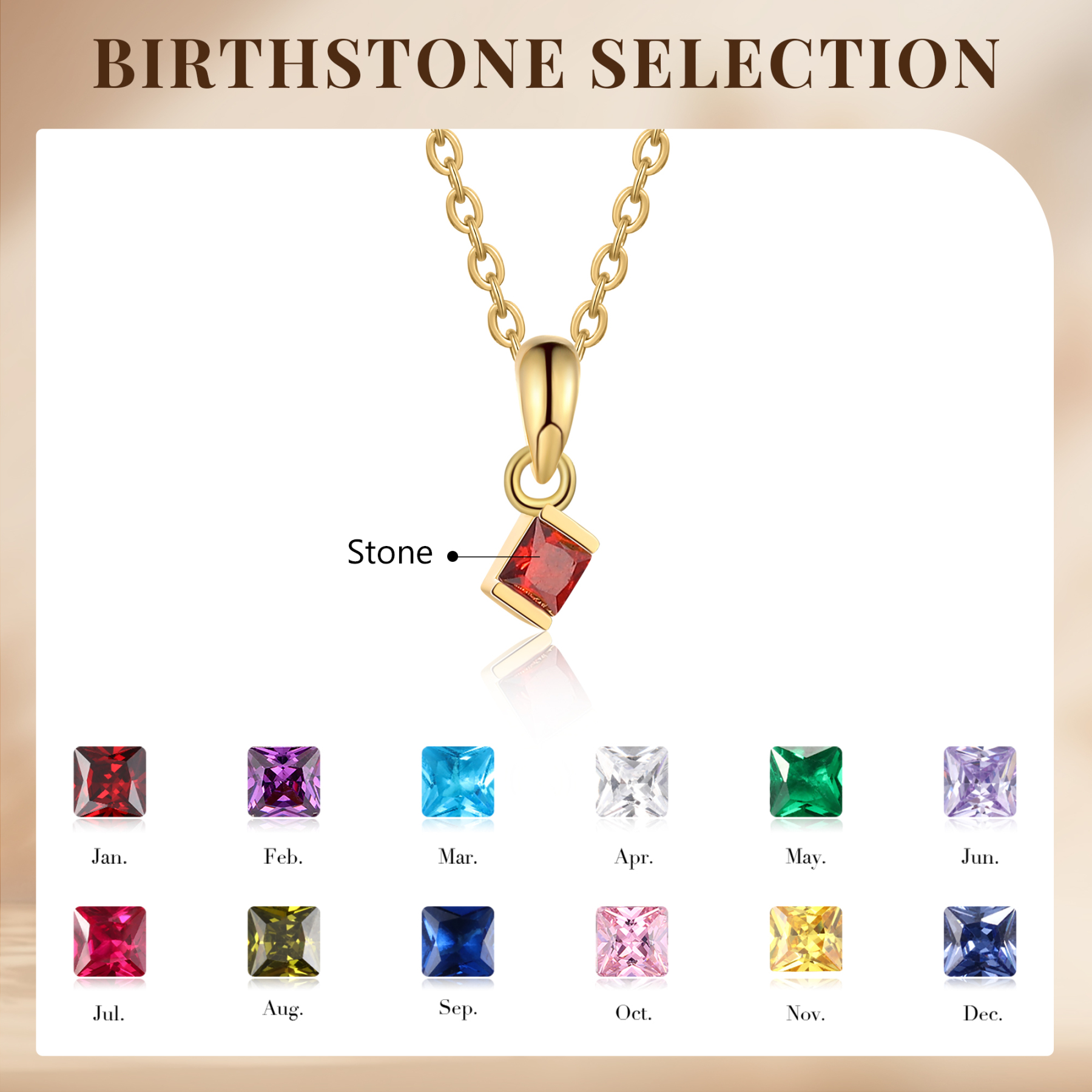 Collier Femmes 1 Pierre de Naissance Personnalisé