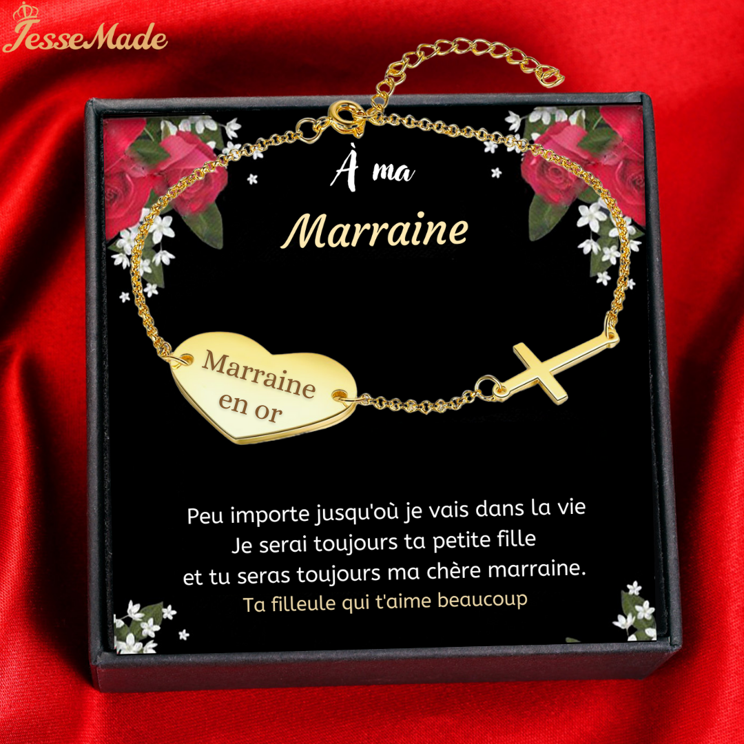 Jessemade FR Bracelet Marraine Texte Personnalisé-À Ma Marraine