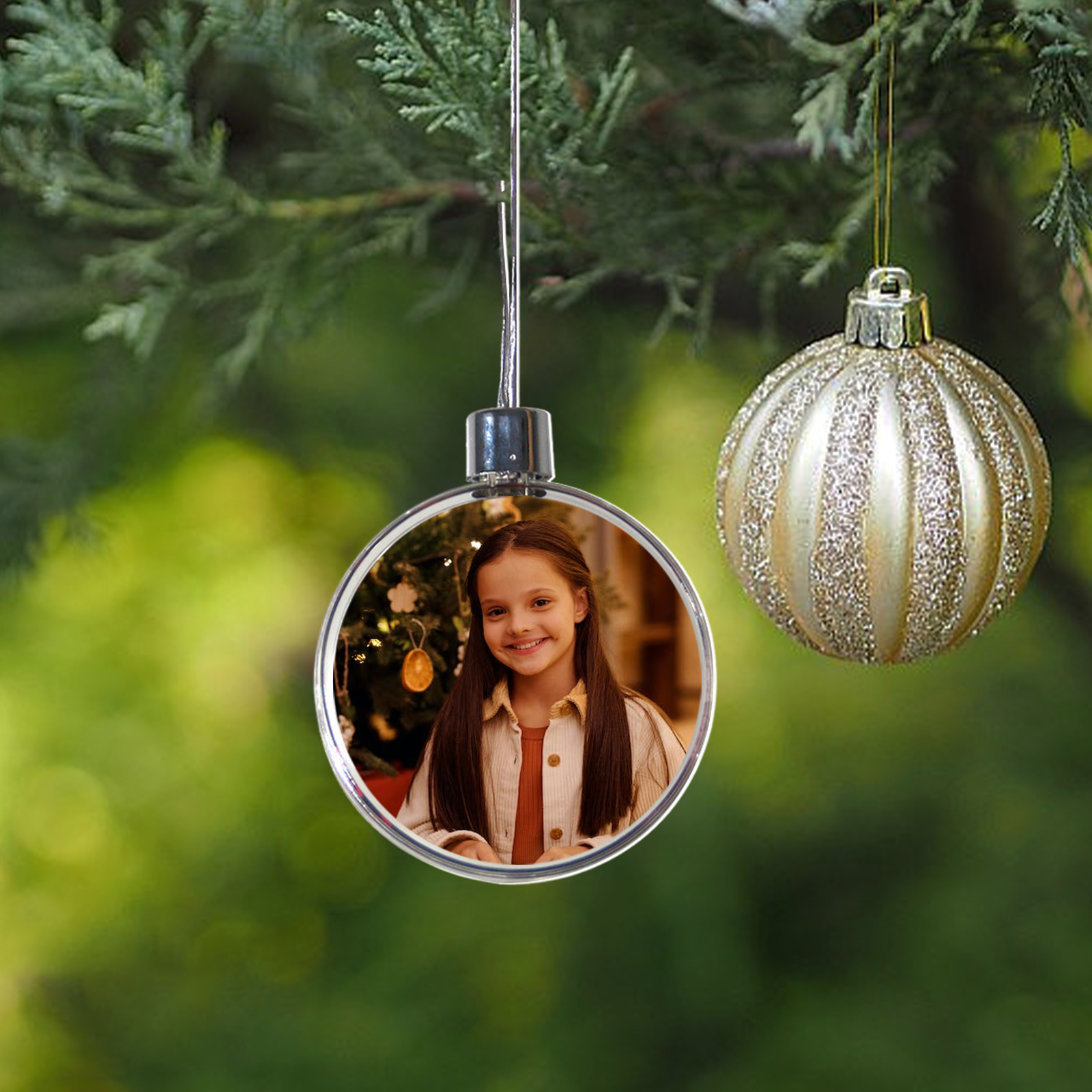 Décoration Sapin Noël Boule avec 1 Photo Personnalisés pour Famille boule de noël | Jessemade