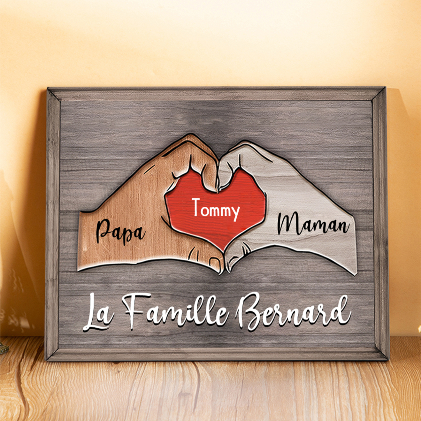 À ma Famille-Cadre en Bois Puzzle 1 Prénom Personnalisé avec Texte