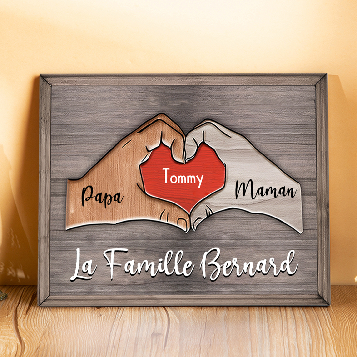 À ma Famille-Cadre en Bois Puzzle 1 Prénom Personnalisé avec Texte