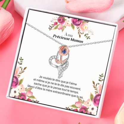 À ma précieuse Maman-Collier rose 1 Prénom Personnalisé avec pierre de naissance
