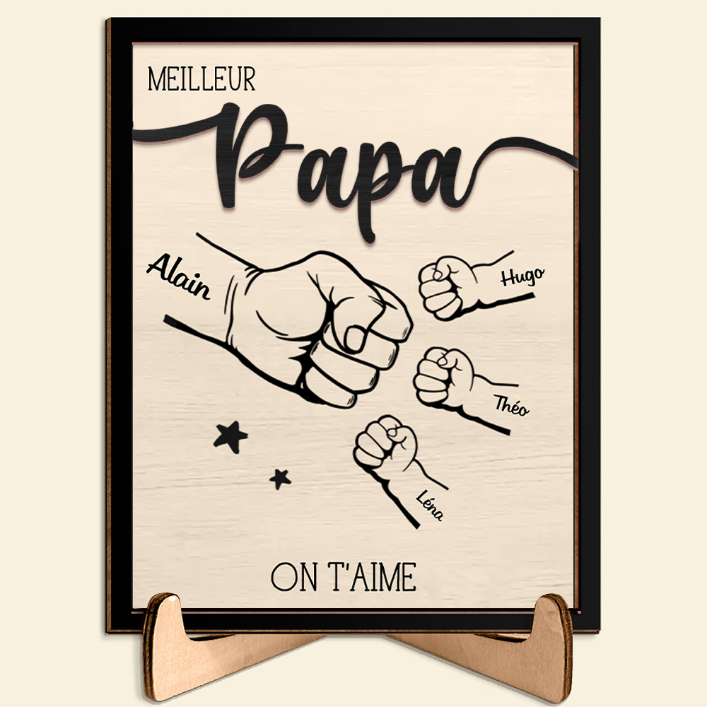 À mon Papa - Décoration en bois Poings 2-9 Prénoms Personnalisés Ornement pour Père