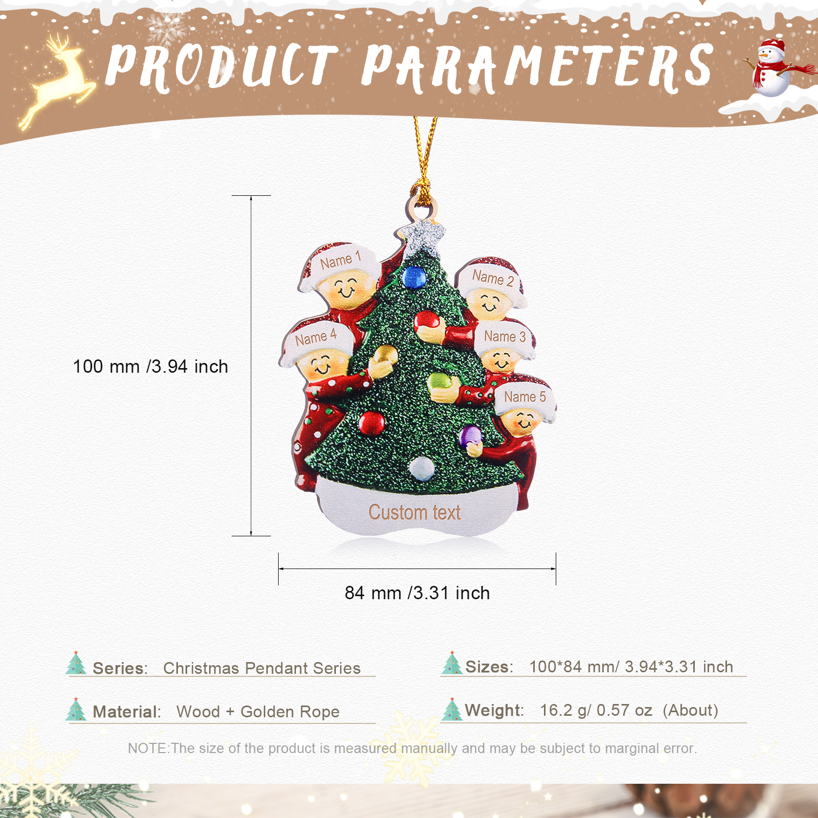 Décoration De Noël Personnalisée Pour Chien, Forme D'os Personnalisée Avec Motif Flocons De Neige Avec Nom De Chien Personnalise