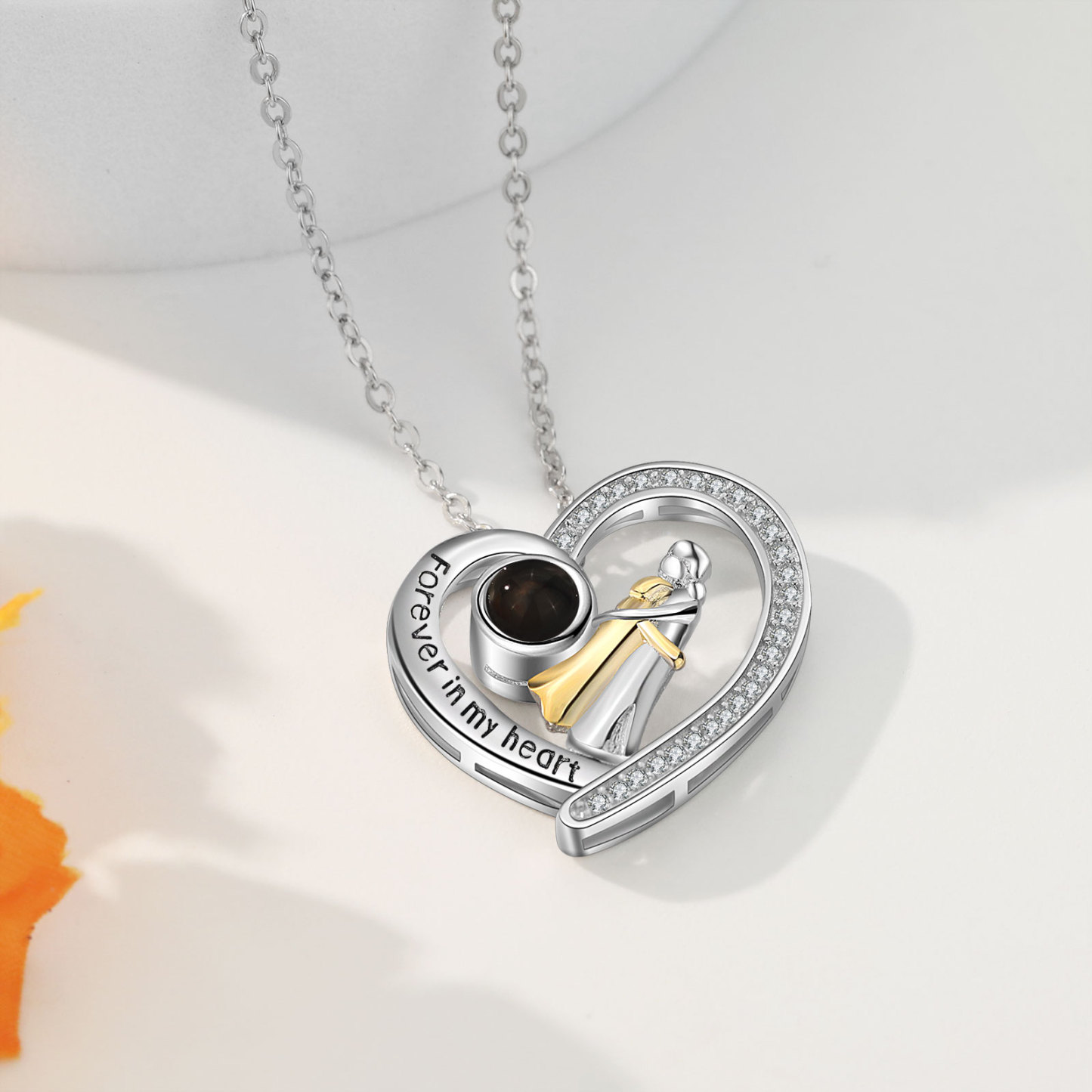 À ma Maman - Collier Maman et Fille Projection de Pierres 1 Photo Personnalisée Collier pour Femmes | Jessemade