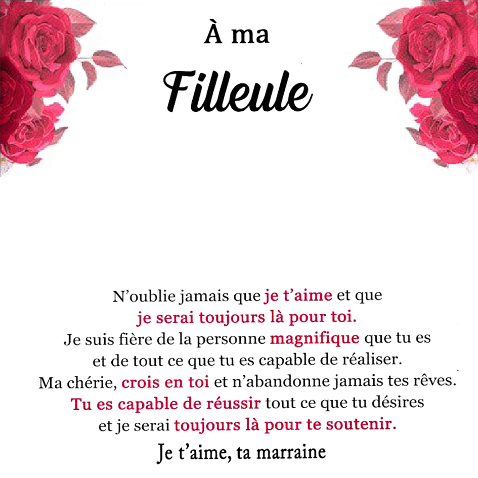 À ma Filleule - Carte Cadeau avec Coffret | Jessemade - Le Cadeau Parfait