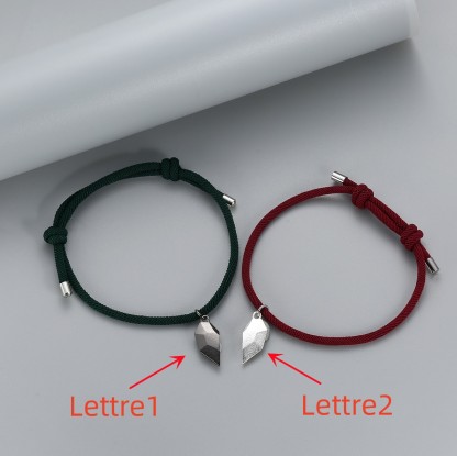 2PCS Bracelet Initiale corde 2 lettres personnalisées pour couple｜Jessemade