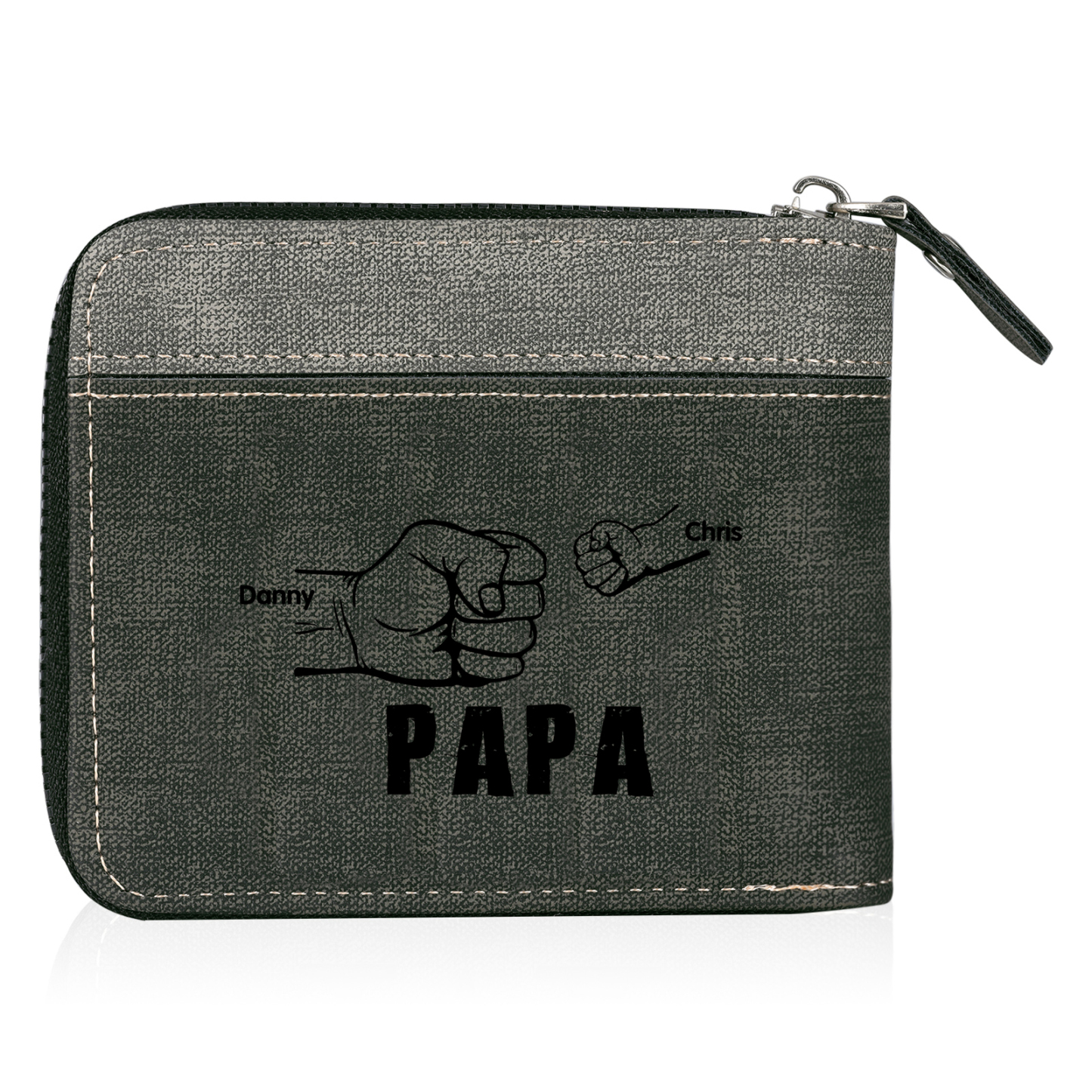 À mon Papa - Portefeuille Poings 2 Prénoms Personnalisés avec Photo Classique Homme Porte-Monnaie Carte