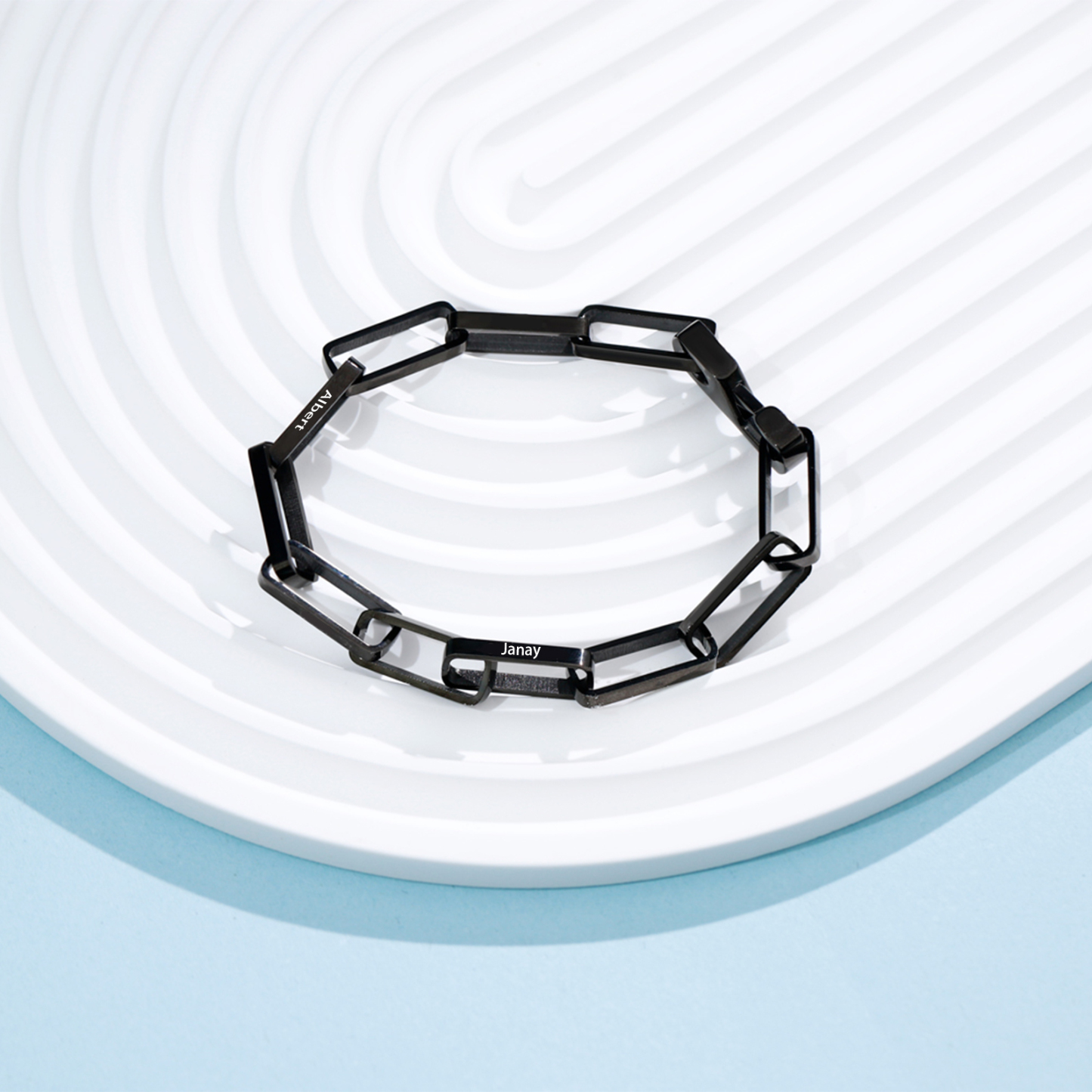 Bracelet chaîne maillons 2 Prénoms Personnalisés pour Hommes
