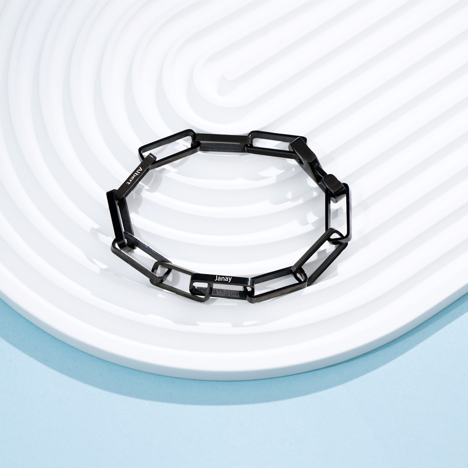 Bracelet chaîne maillons 2 Prénoms Personnalisés pour Hommes
