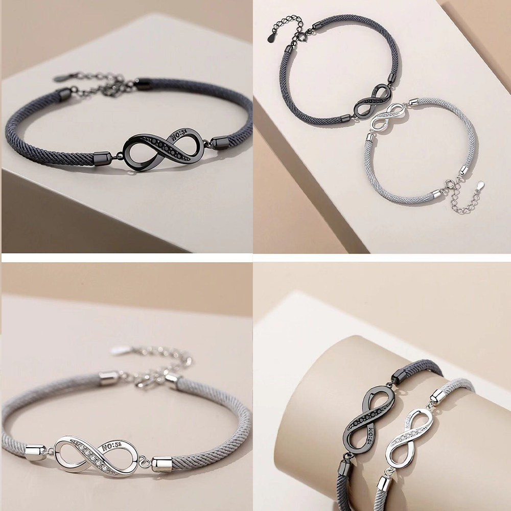 2PCS Bracelets 2 Prénoms Personnalisés bracelet en commun pour Un couple Bracelet