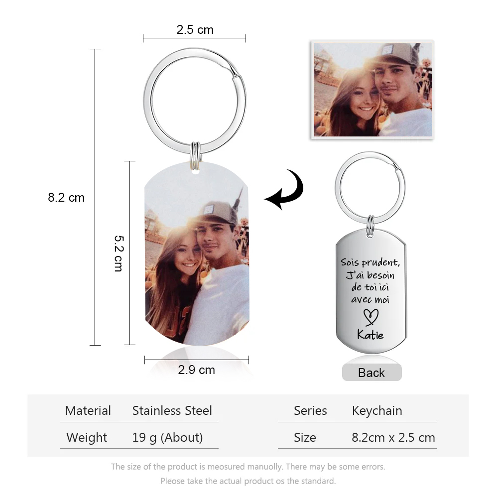 Porte-Clés Photo et Prénom Personnalisés