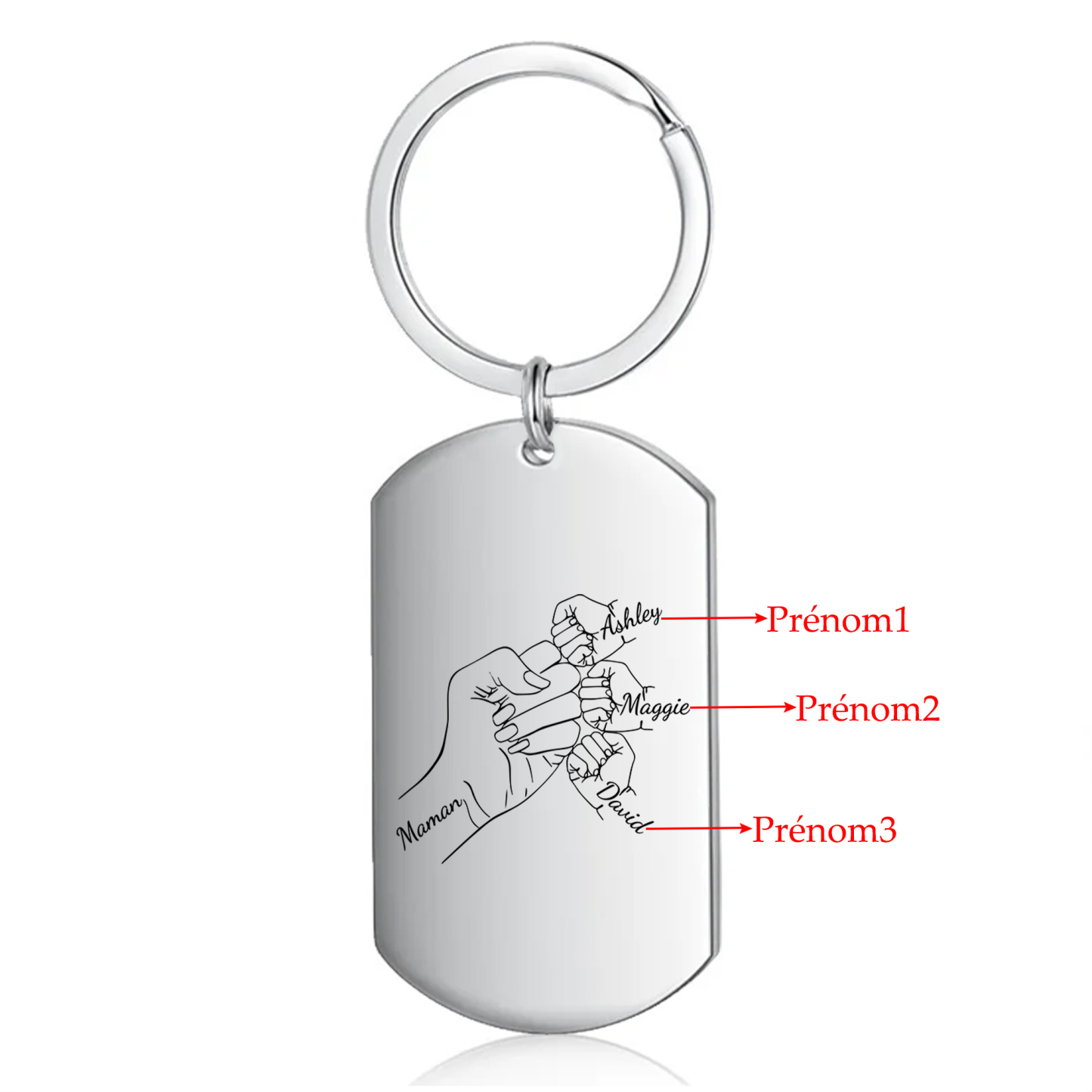 À Ma Maman - Porte-Clés Poings 1-4 Prénoms Personnalisés