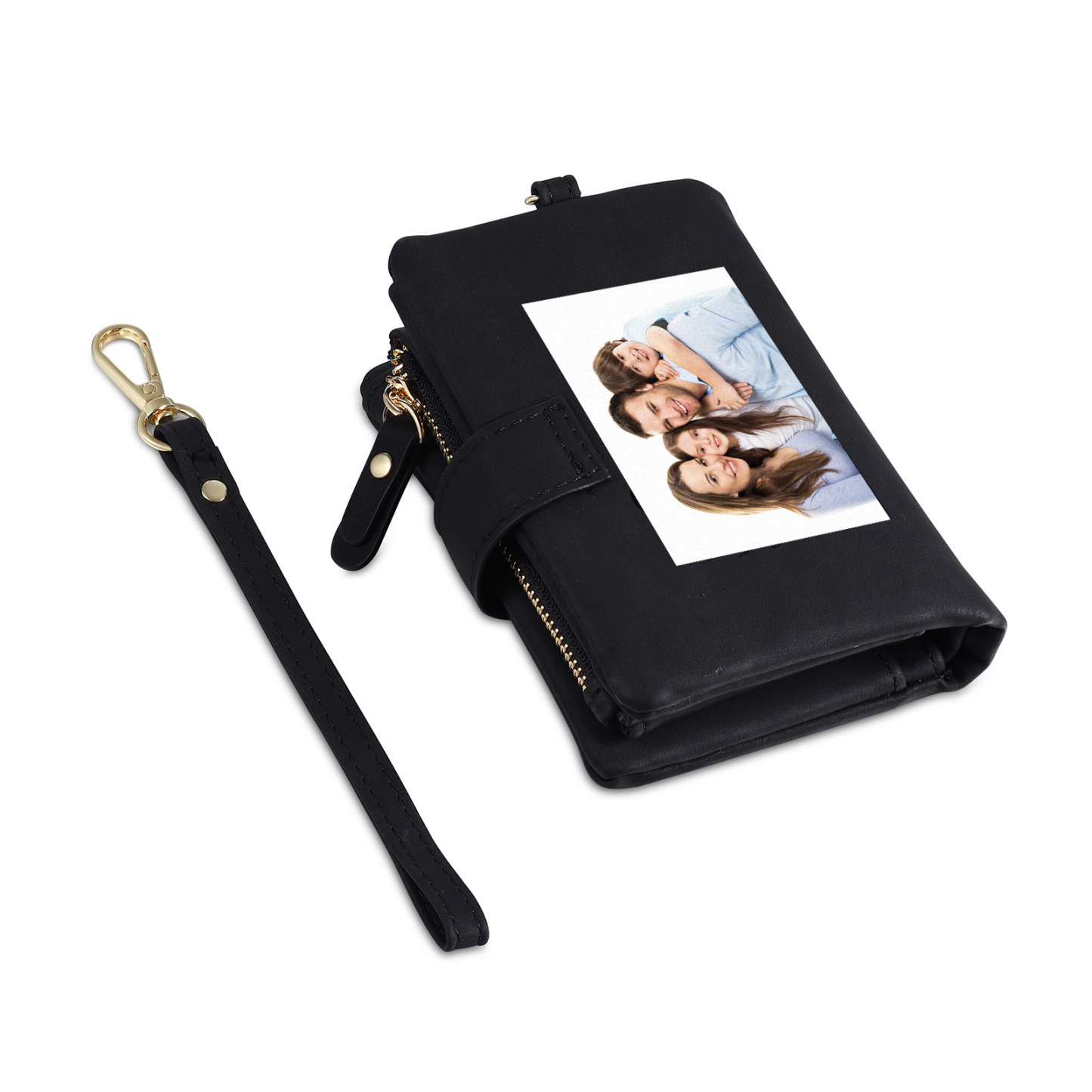 Portefeuille Femmes 1 Prénom et Photo Personnalisés avec Texte Porte-Monnaie Carte pour Famille