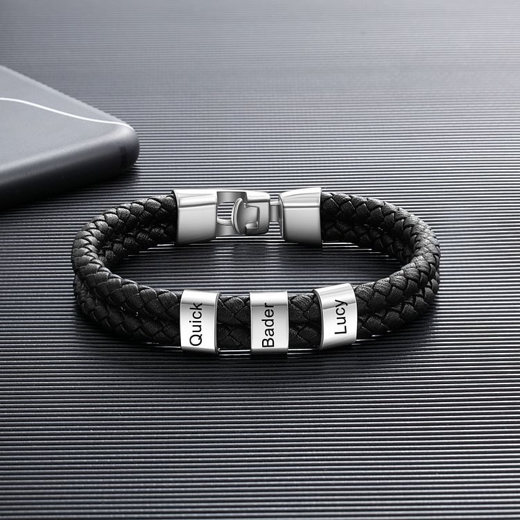 À mon Homme - 1-8 Noms Bracelet Cuir tressé Personnalisé Bracelet Homme