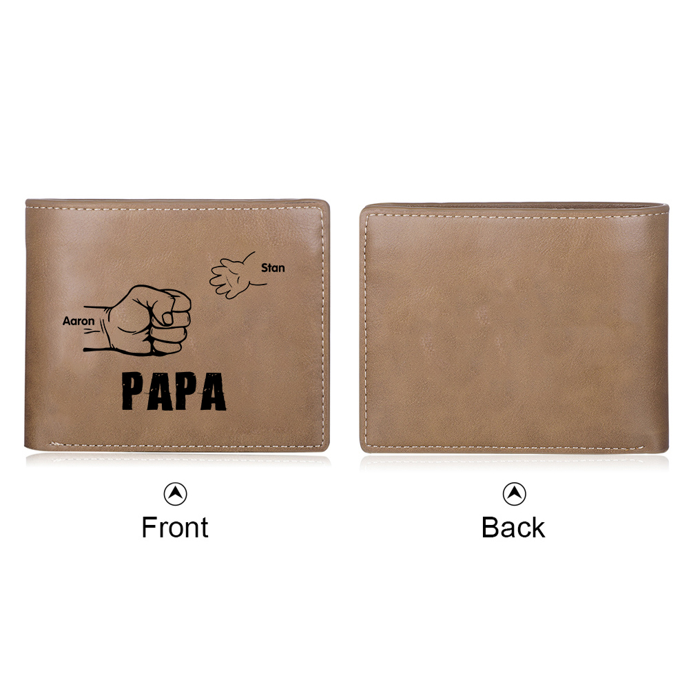 À mon Papa - Portefeuille Poings 2 Prénoms Personnalisés Classique Homme