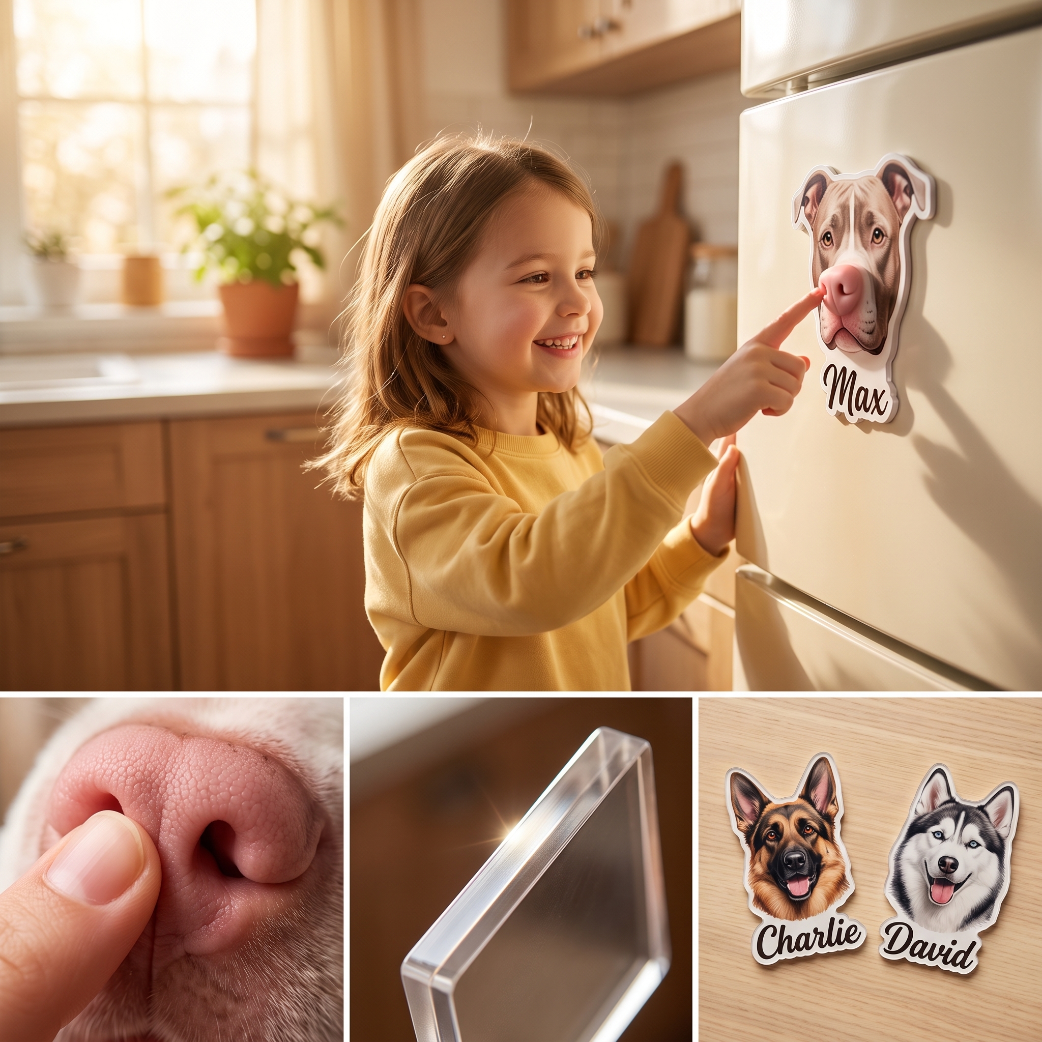 Magnets de réfrigérateur personnalisés avec portrait de chien