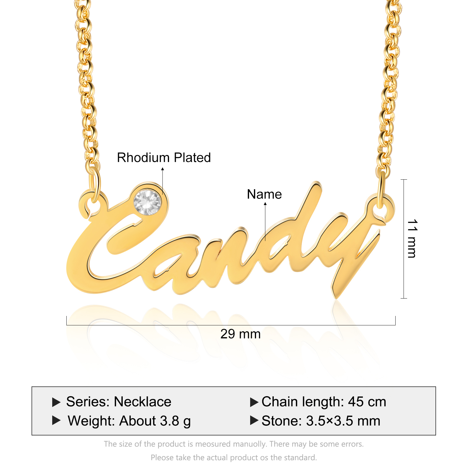 Collier 1 Prénom Avec 1 pierre naissance