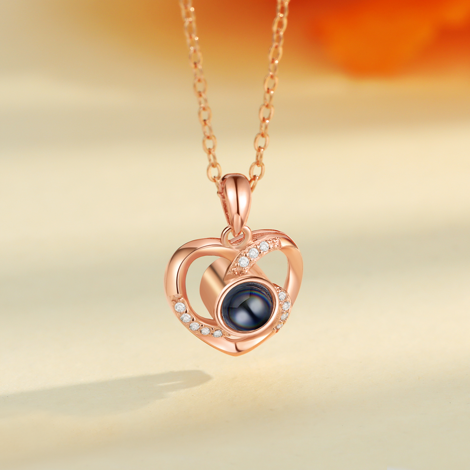Collier Cœur Projection de Pierres 1 Photo Personnalisée Collier pour Femmes | Jessemade