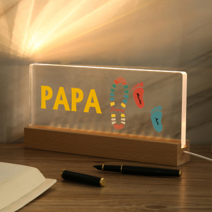 À mon Papa/Papi- Lampe de chevet LED Pieds Bébé 3 Prénoms Personnalisés avec Texte