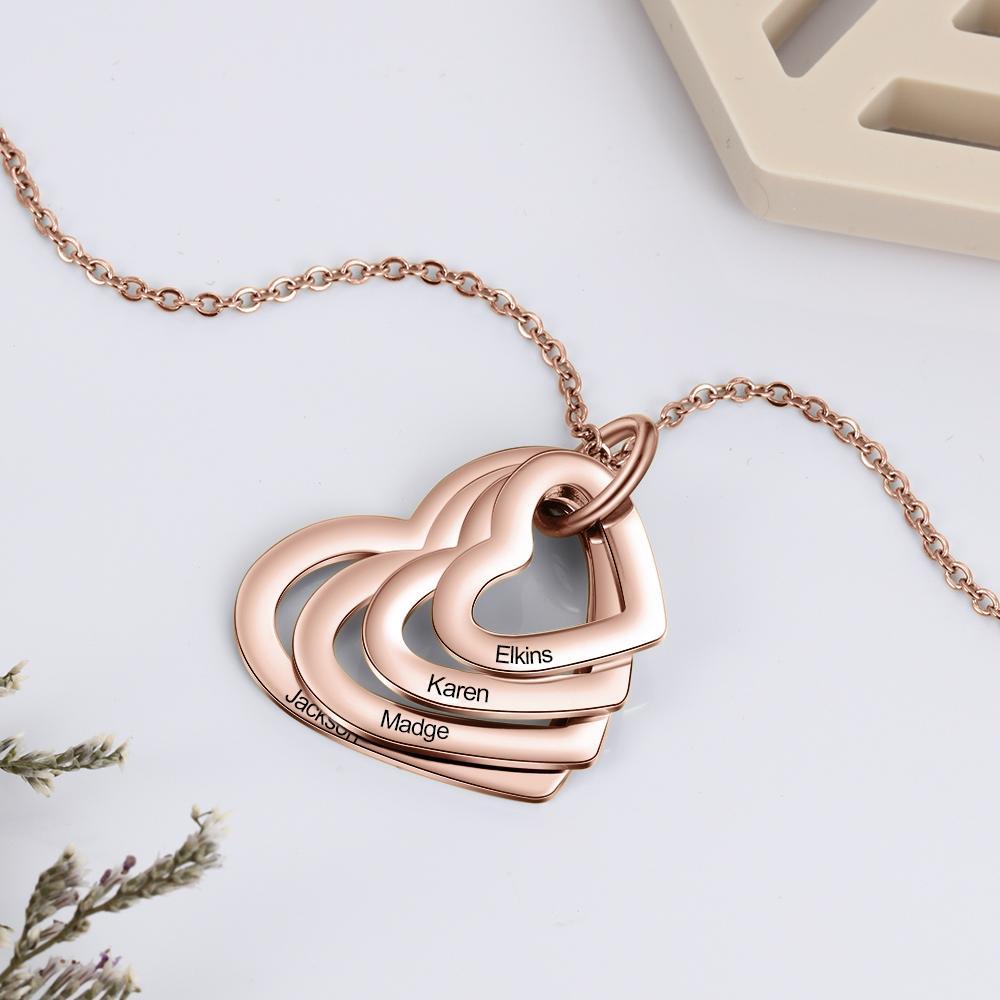 Collier Prénom Gravé Personnalisé 4 Coeurs