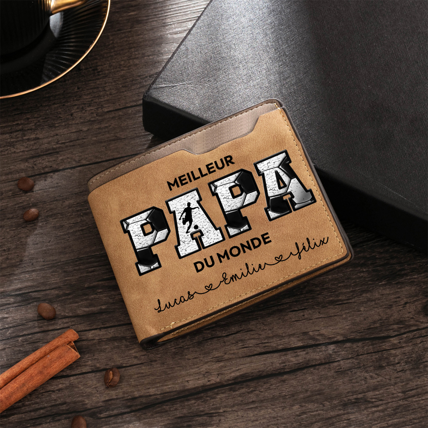Portefeuille personnalisable avec photo et 1 à 10 prénoms - Cadeau pour Papa | Cadeau Fête des Pères | Jessemade