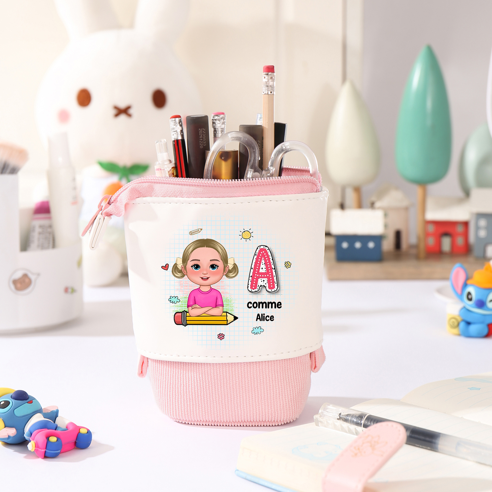 Trousse Personnalisée avec 1 Prénom et 1 Initiale – Cadeau pour Enfants, 4 Couleurs | Jessemade