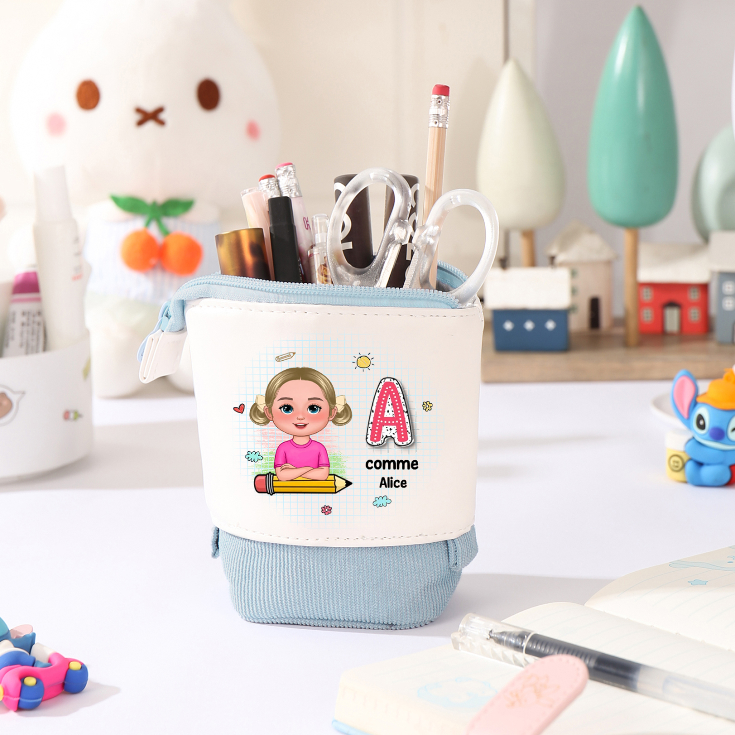 Trousse Personnalisée avec 1 Prénom et 1 Initiale – Cadeau pour Enfants, 4 Couleurs | Jessemade