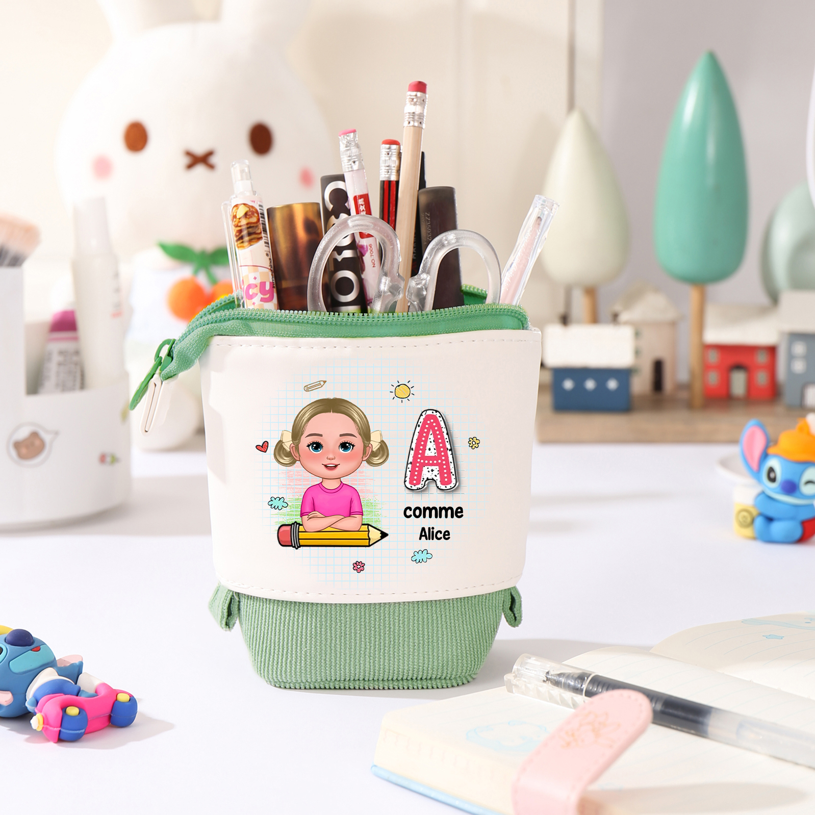 Trousse Personnalisée avec 1 Prénom et 1 Initiale – Cadeau pour Enfants, 4 Couleurs | Jessemade