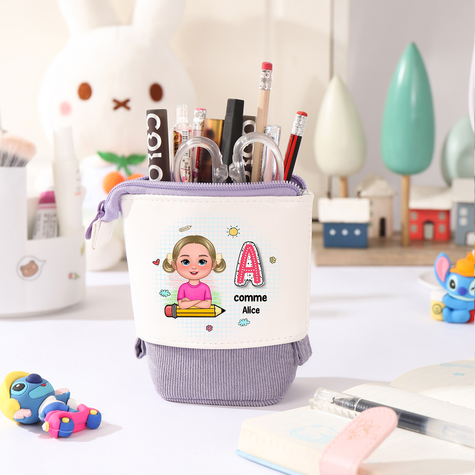 Trousse Personnalisée avec 1 Prénom et 1 Initiale – Cadeau pour Enfants, 4 Couleurs | Jessemade