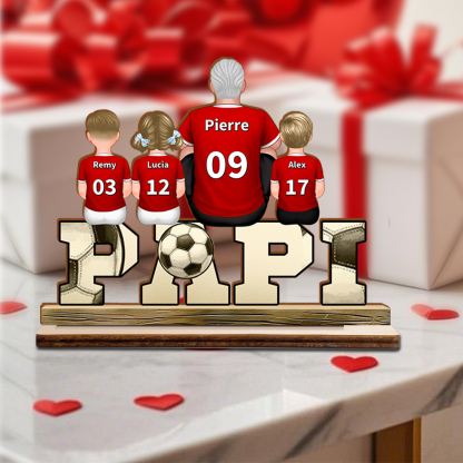 À mon Papi - Décoration en bois de Football Personnalisé avec 2-5 Prénoms et Enfants | Cadeaux Fête des Grands-Pères | Jessemade