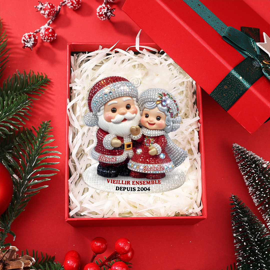 Lot De 2 Grandes Boules De Noël XL Pour Maman Et Papa Diamètre 10 Cm Rouge