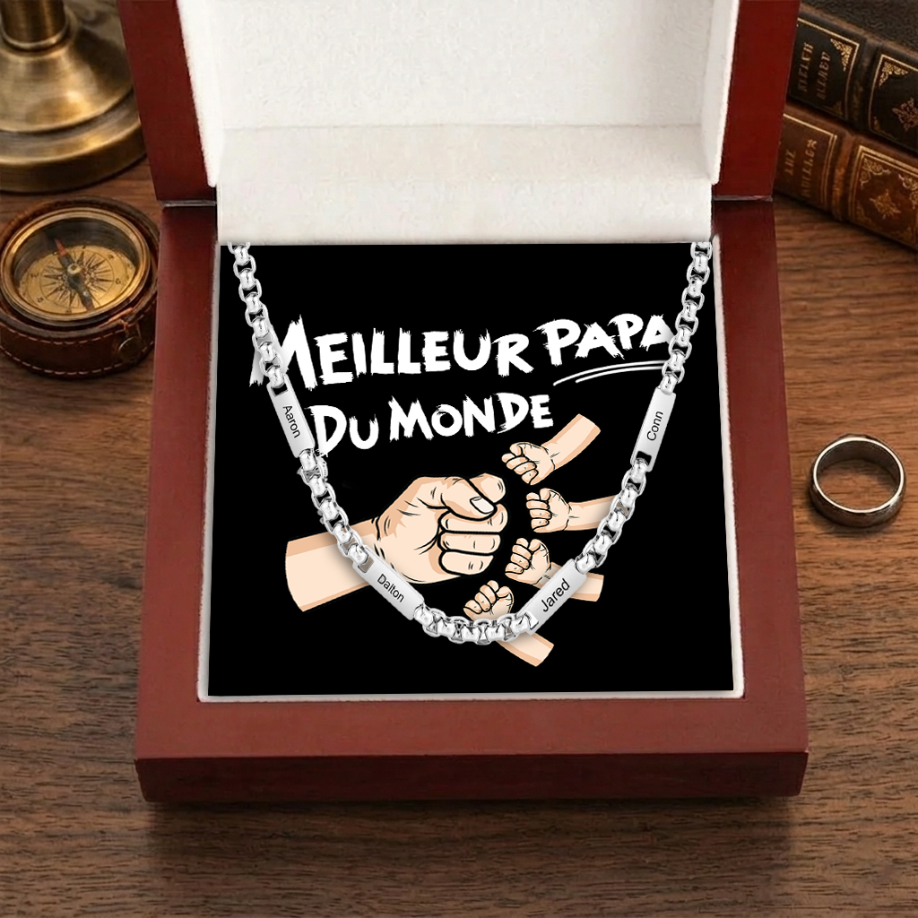 Collier 1-5 Prénoms Personnalisé Collier Chaîne Homme | Cadeau Fête des Pères | Jessemade