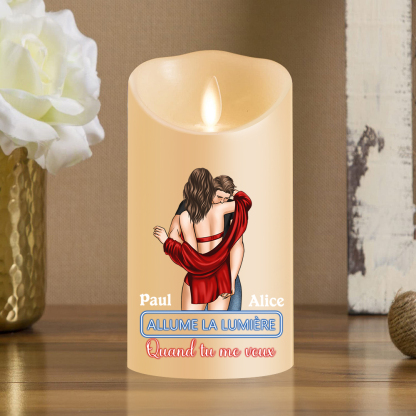 Bougie Électronique Couple 2 prénoms Personnalisés avec Texte Cadeau p